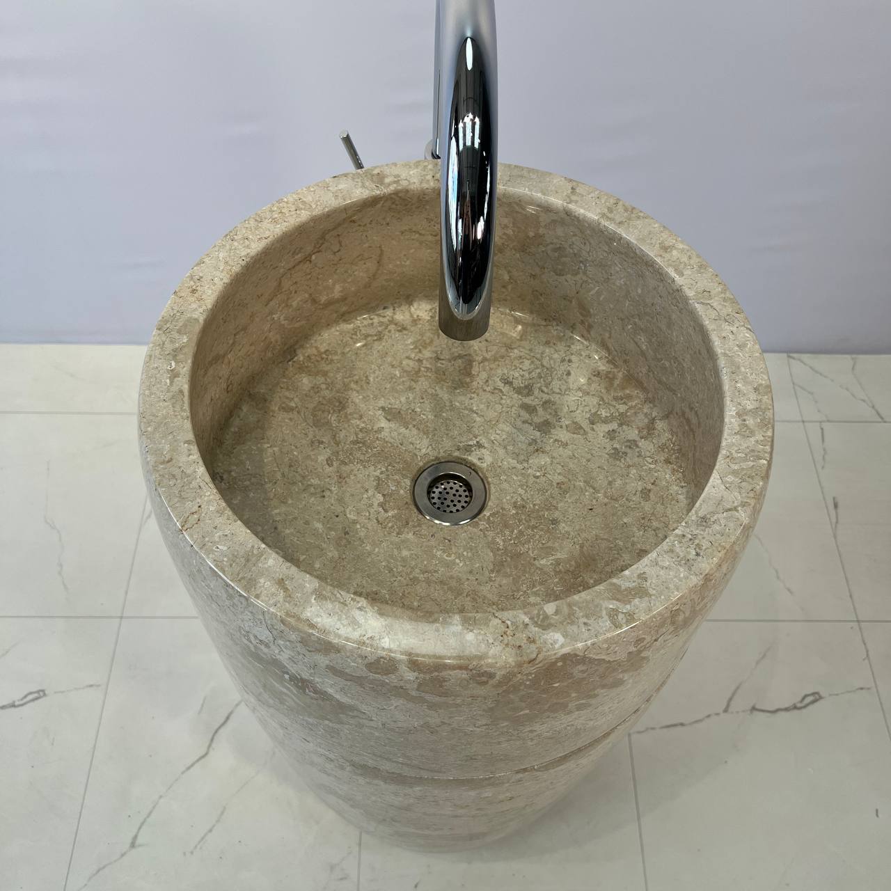 Раковина напольная из мрамора Round Midle Cream MN-67055 45*45*90