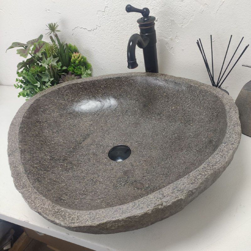 Раковина из речного камня RS-61728 (63*56*15) из натурального камня