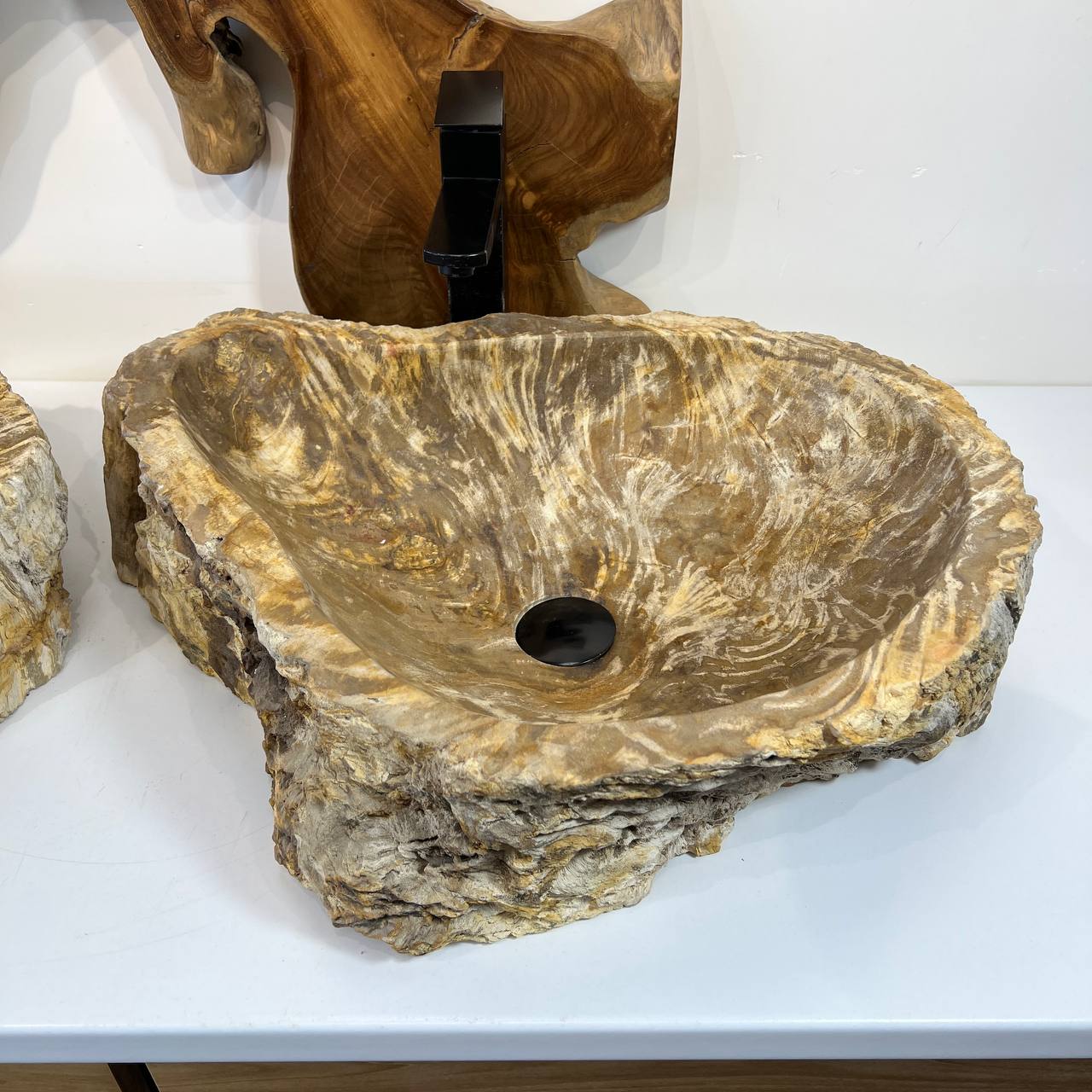 Раковина из окаменелого дерева ПАРА! OD-66877 60*47*15 из натурального камня
