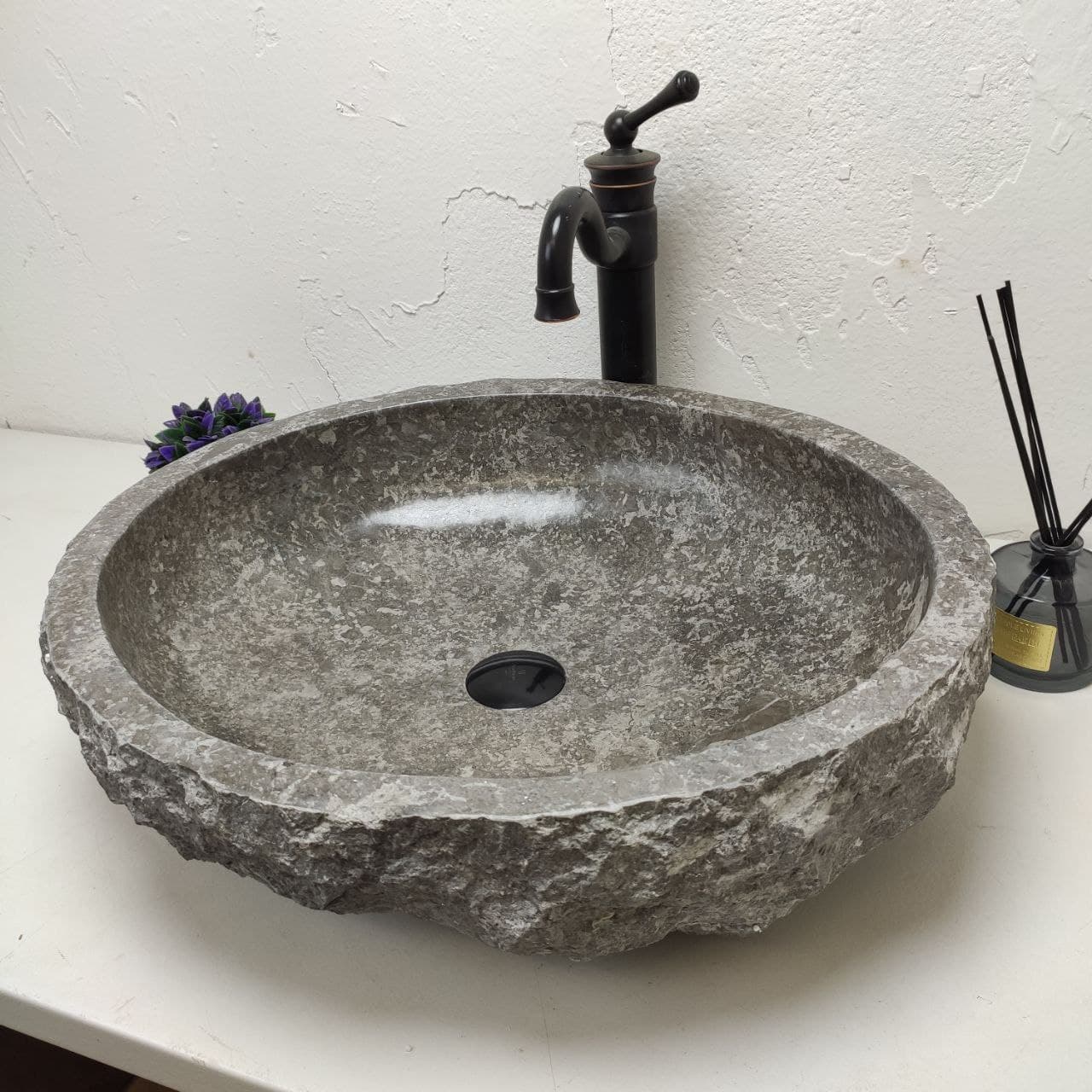 Раковина из мрамора Erozy Grey EM-81191 (55*48*15) из натурального камня