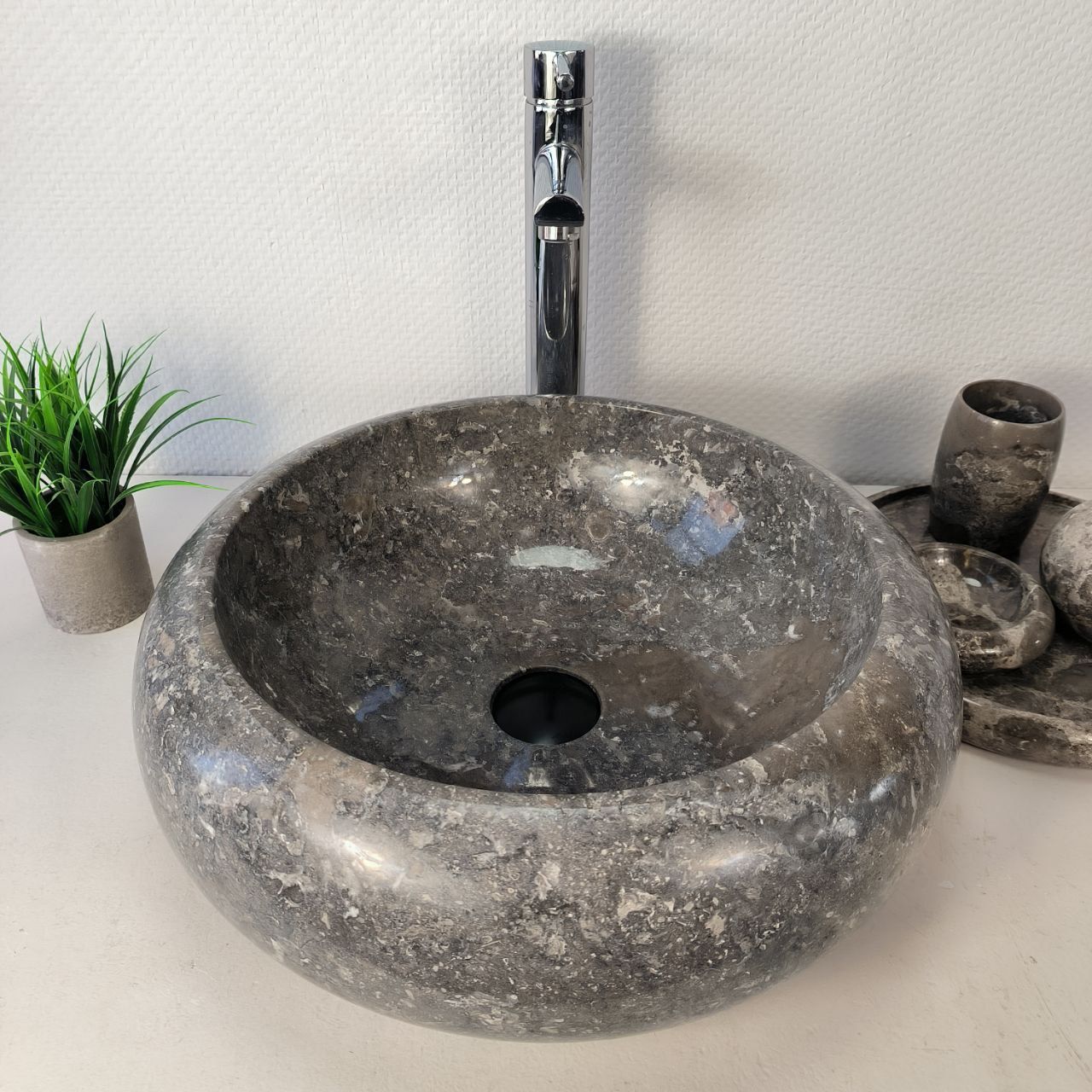 Раковина из мрамора Donut Grey DM-66091 45х45х15 из натурального камня