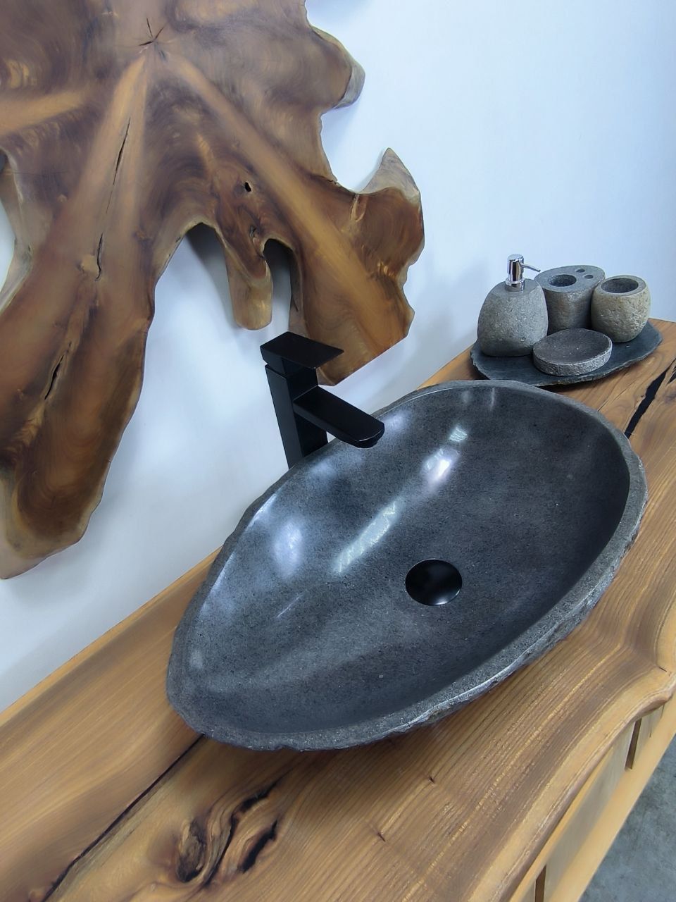 Раковина из речного камня RS-66421 56х37х15 из натурального камня
