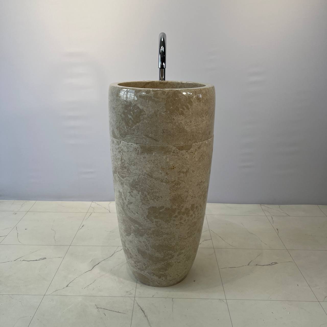 Раковина напольная из мрамора Round Midle Cream MN-67055 45*45*90