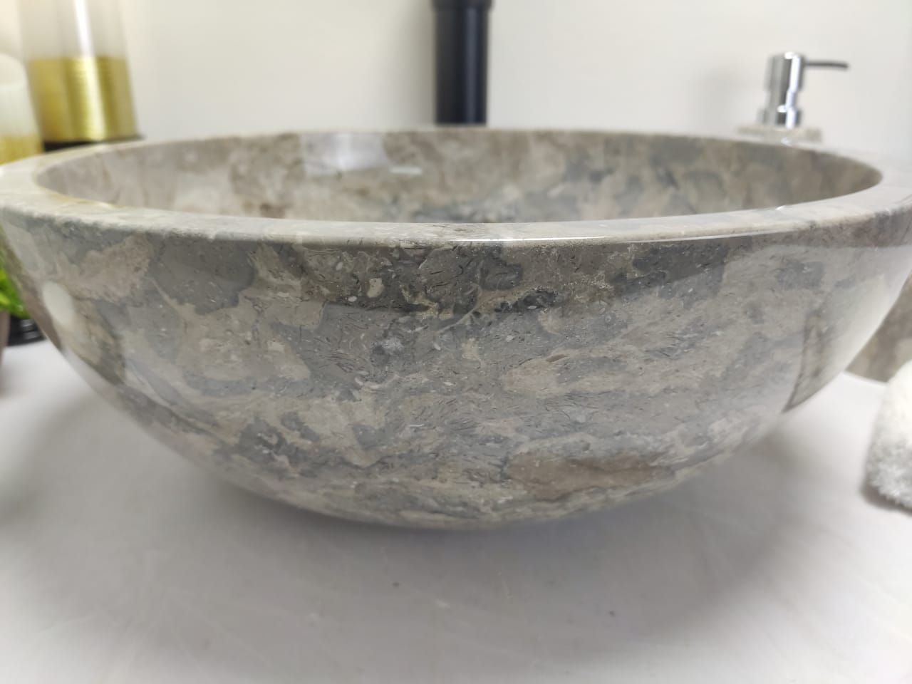 Раковина из мрамора Bowl Grey Tin Lip BM-60257 40*40*15 из натурального камня