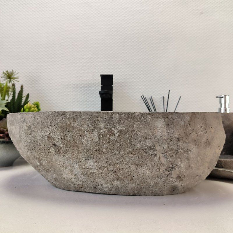 Раковина из речного камня RS-63558 (45*40*15) из натурального камня