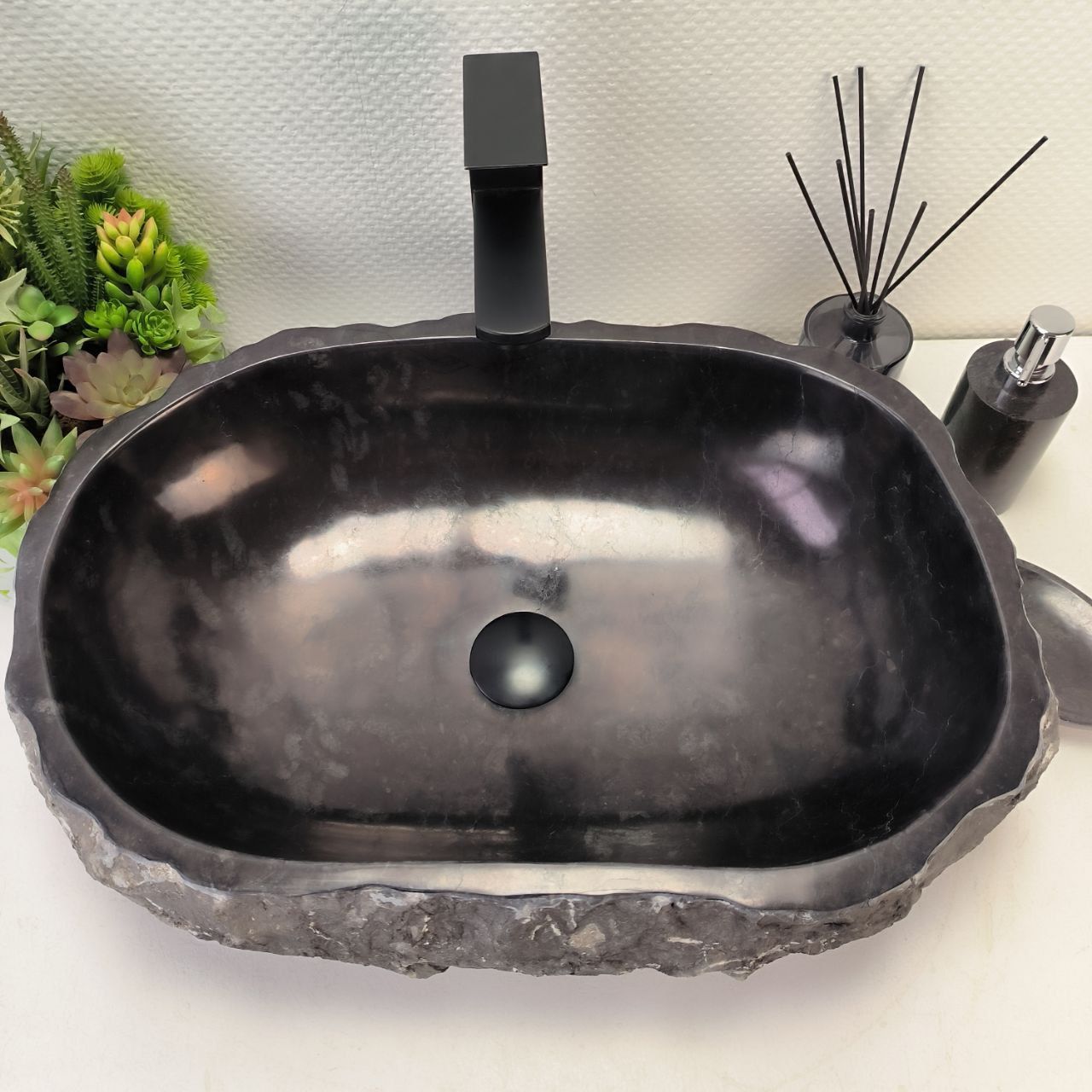 Раковина из мрамора Erozy Black EM-62792 54*39*15 из натурального камня