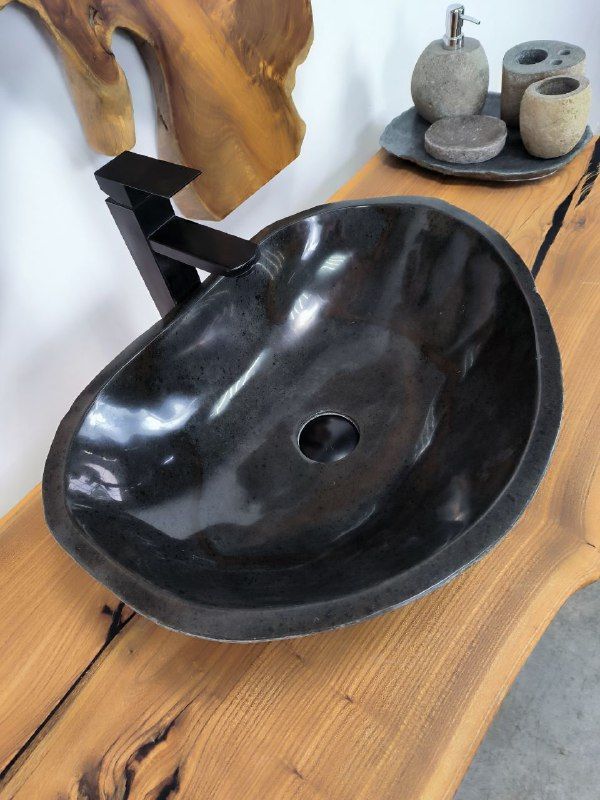 Раковина из речного камня RS-66353 54х39х15 из натурального камня