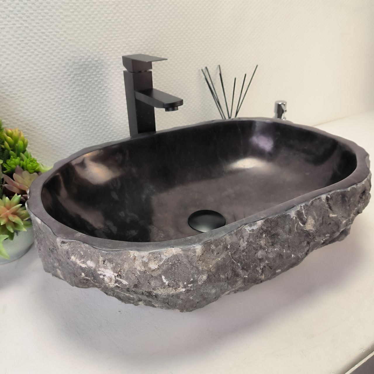 Раковина из мрамора Erozy Black EM-62792 54*39*15 из натурального камня