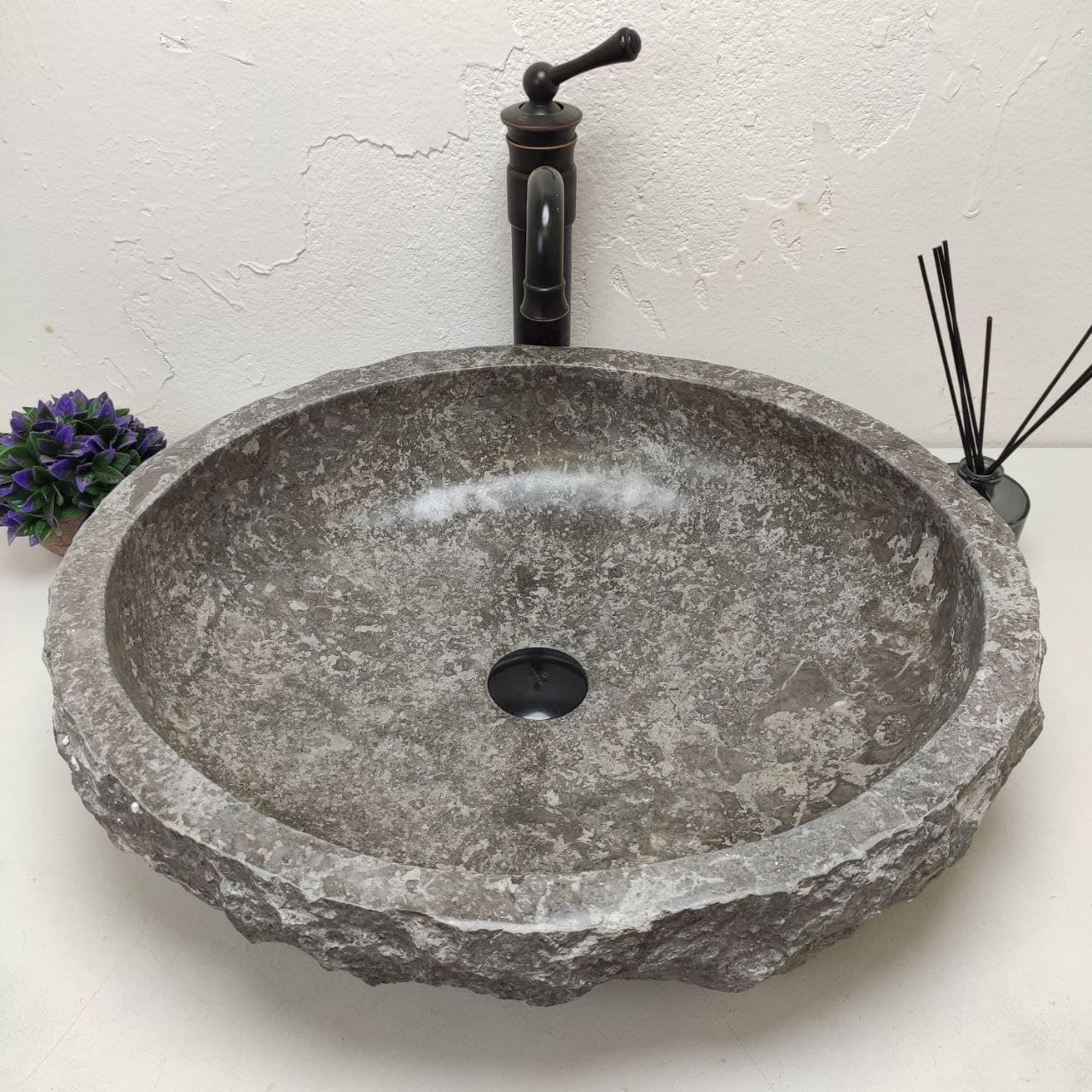 Раковина из мрамора Erozy Grey EM-81191 (55*48*15) из натурального камня