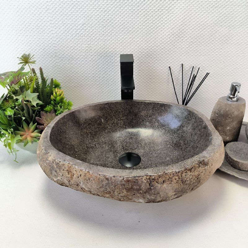 Раковина из речного камня RS-63586 (48*41*15) из натурального камня