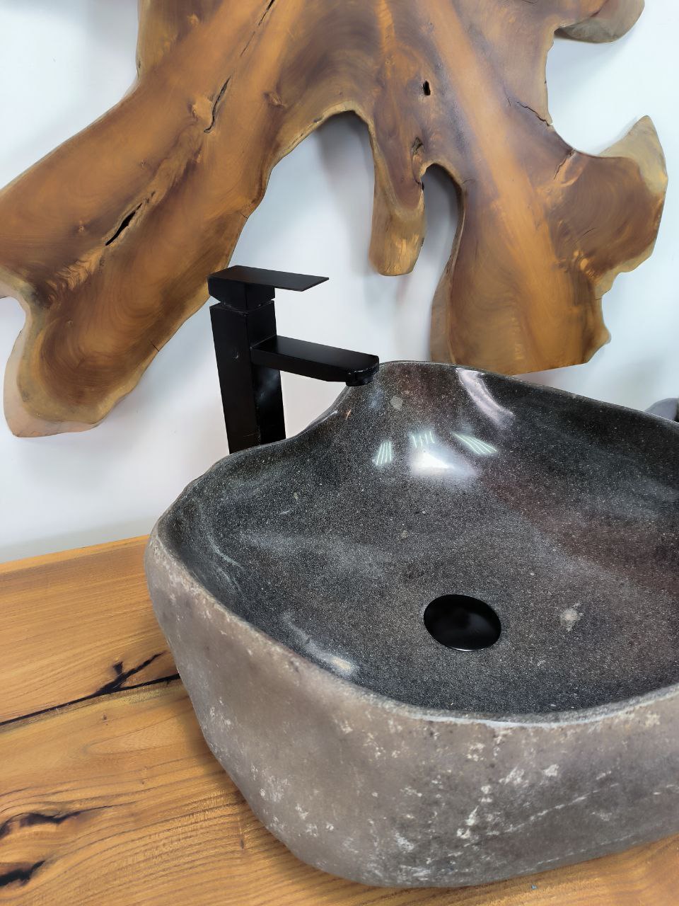 Раковина из речного камня RS-66286 47х46х17 из натурального камня