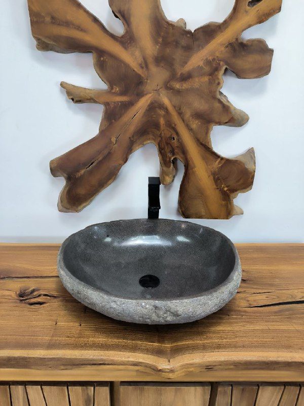 Раковина из речного камня RS-66546 55х45х15 из натурального камня