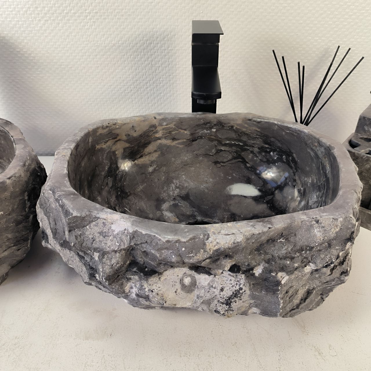 Раковина из мрамора ПАРА! Erozy Grey EM-65322 40*32*16 из натурального камня
