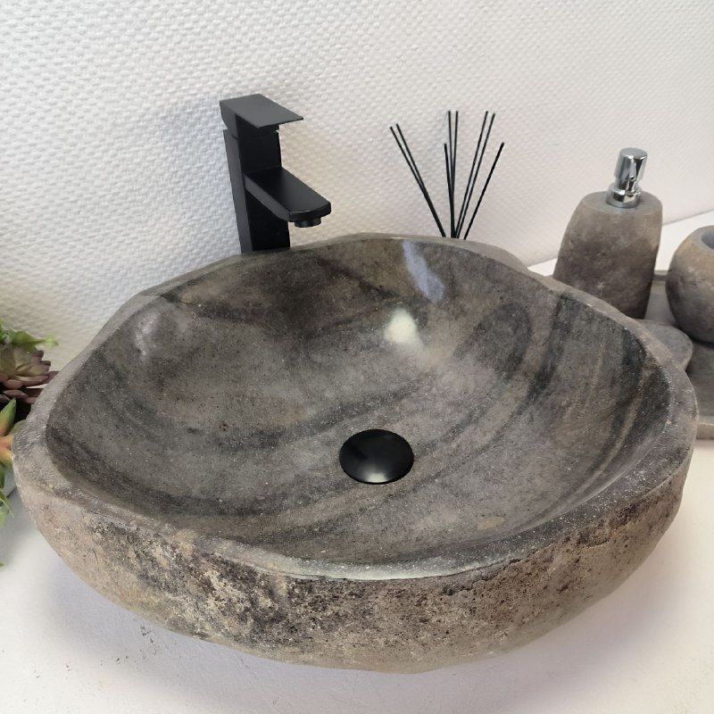 Раковина из речного камня RS-63412 (49*45*15) из натурального камня