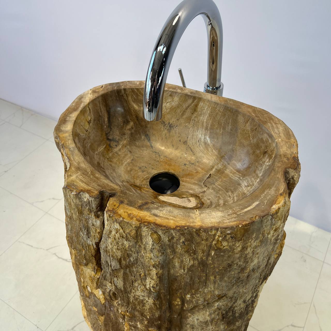 Раковина напольная из окаменелого дерева ODN-67066 48*38*88