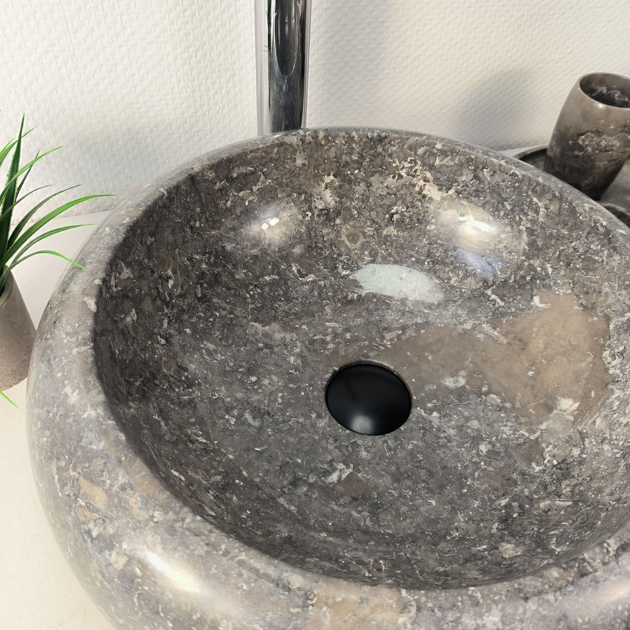 Раковина из мрамора Donut Grey DM-66091 45х45х15 из натурального камня