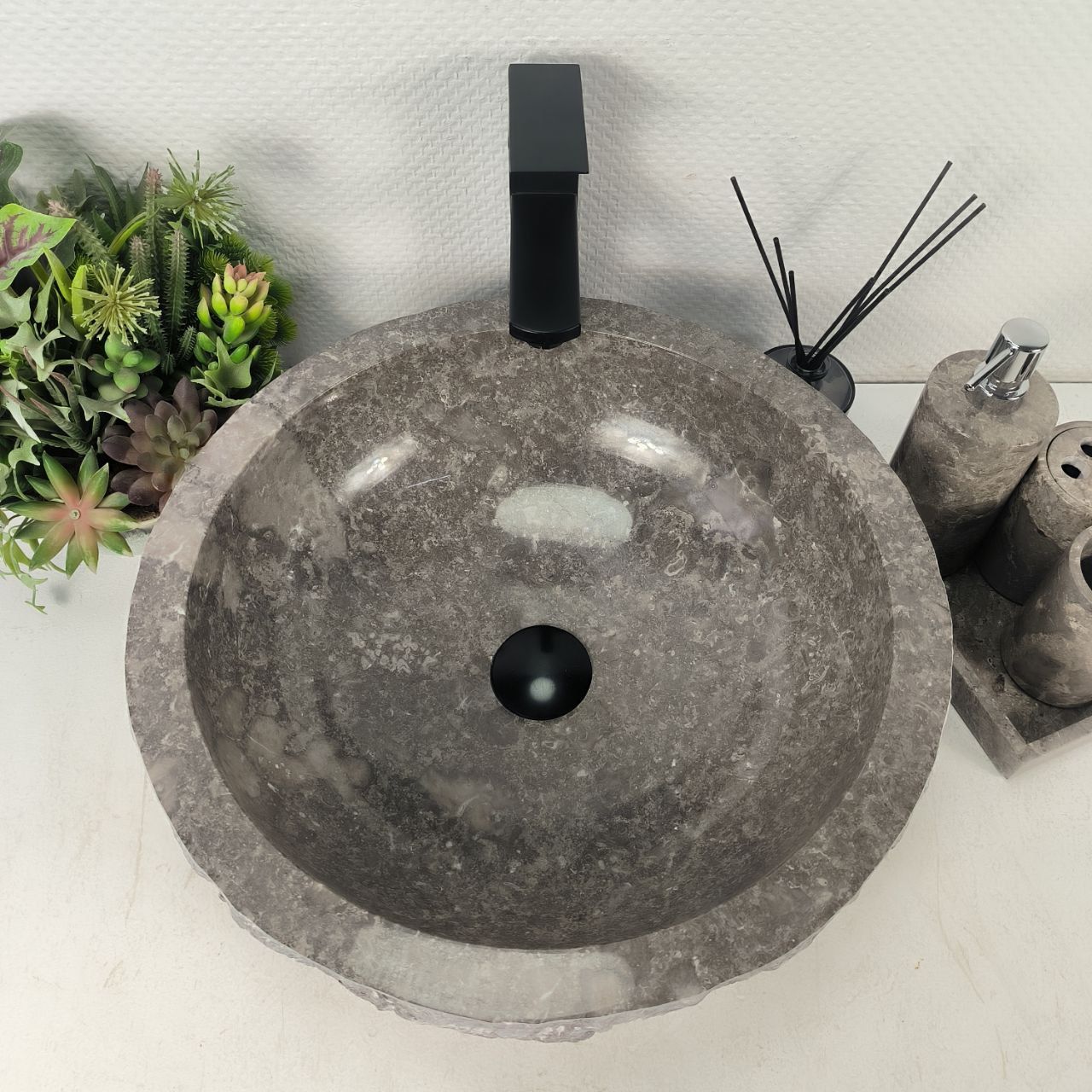 Раковина из мрамора Erozy Grey EM-64671 46*46*15 из натурального камня