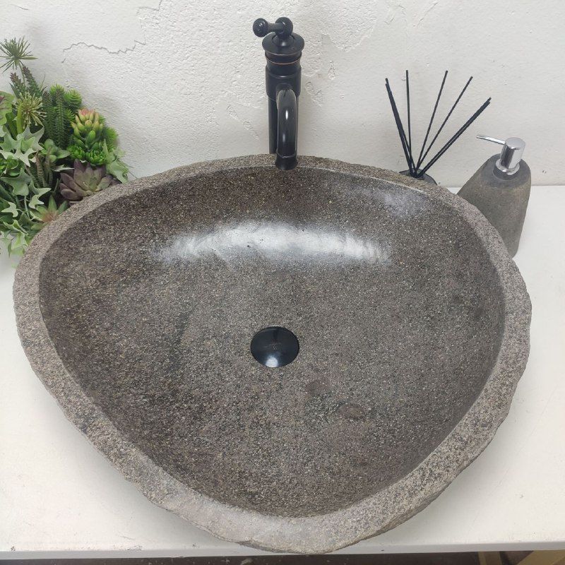 Раковина из речного камня RS-61728 (63*56*15) из натурального камня