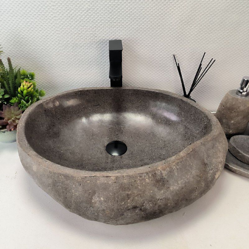 Раковина из речного камня RS-63442 (57*46*16) из натурального камня