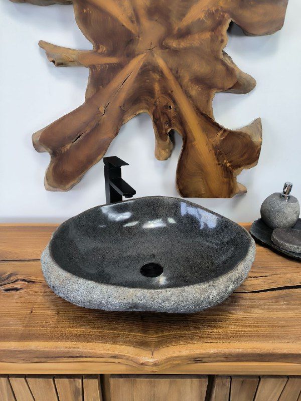 Раковина из речного камня RS-66479 54х46х15 из натурального камня