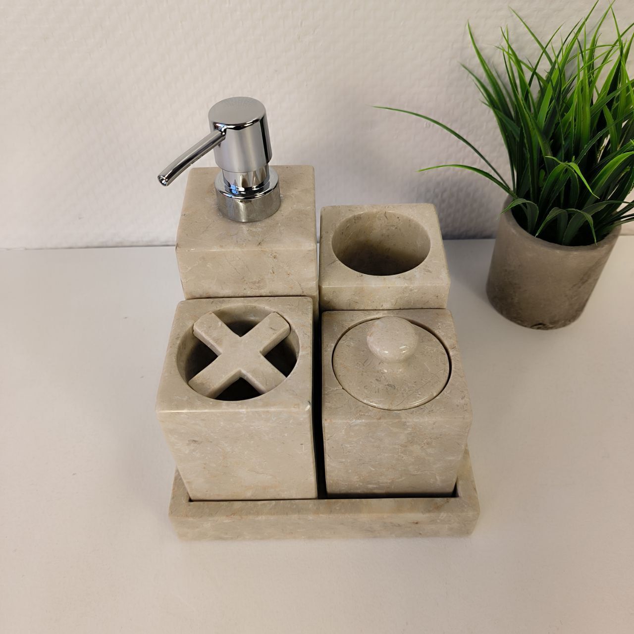 Набор из мрамора 7 предм Bhatroom Set Beige NM-65308 (17см*17см) квадрат 0896