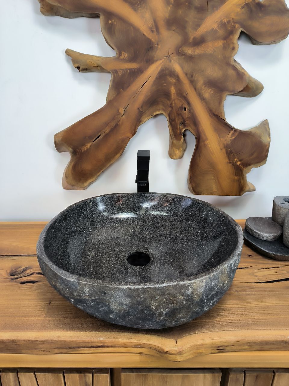 Раковина из речного камня RS-66328 52х48х15 из натурального камня
