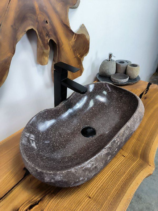 Раковина из речного камня RS-66445 60х33х15 из натурального камня