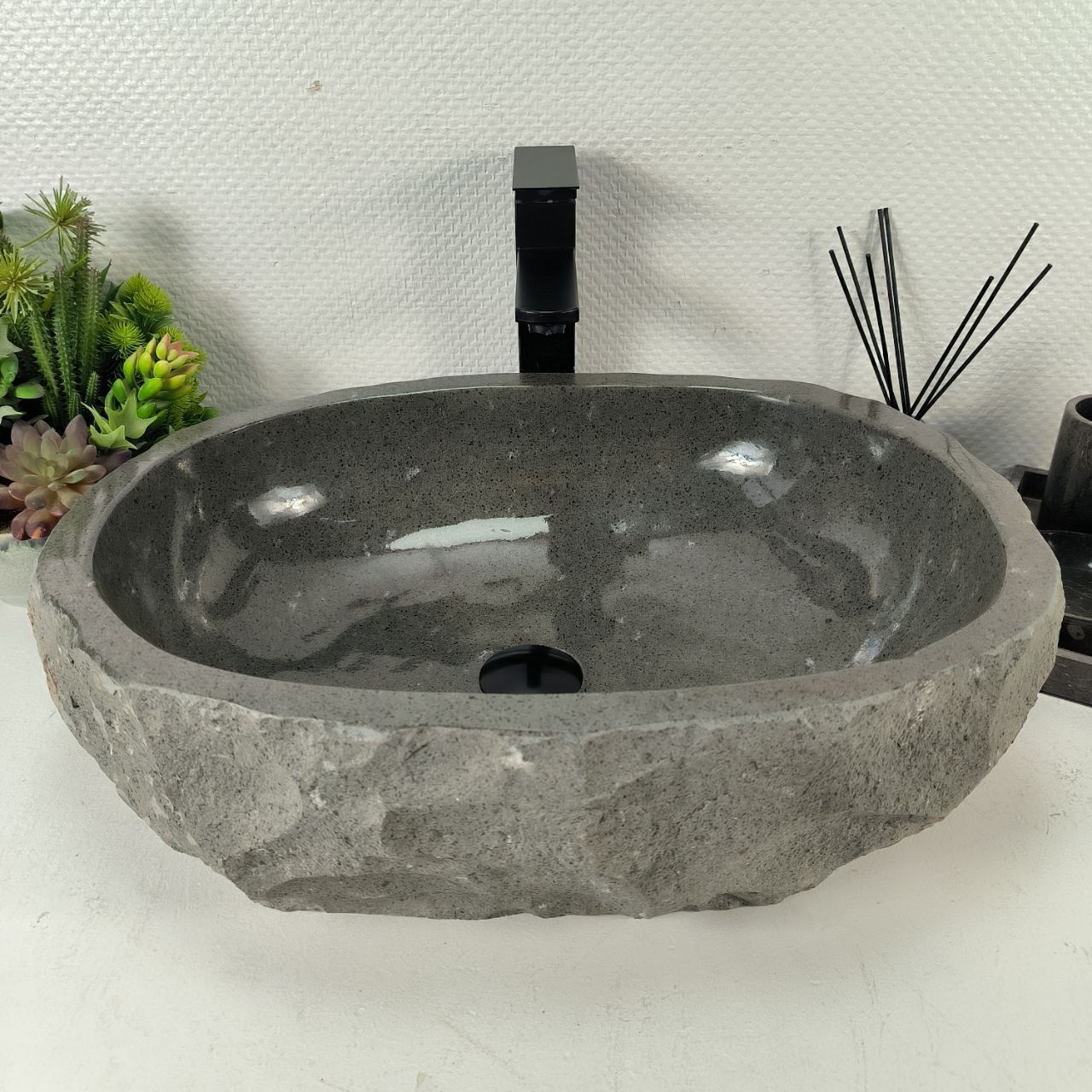 Раковина из андезита Erozy Grey EA-65021 55*43*15 из натурального камня