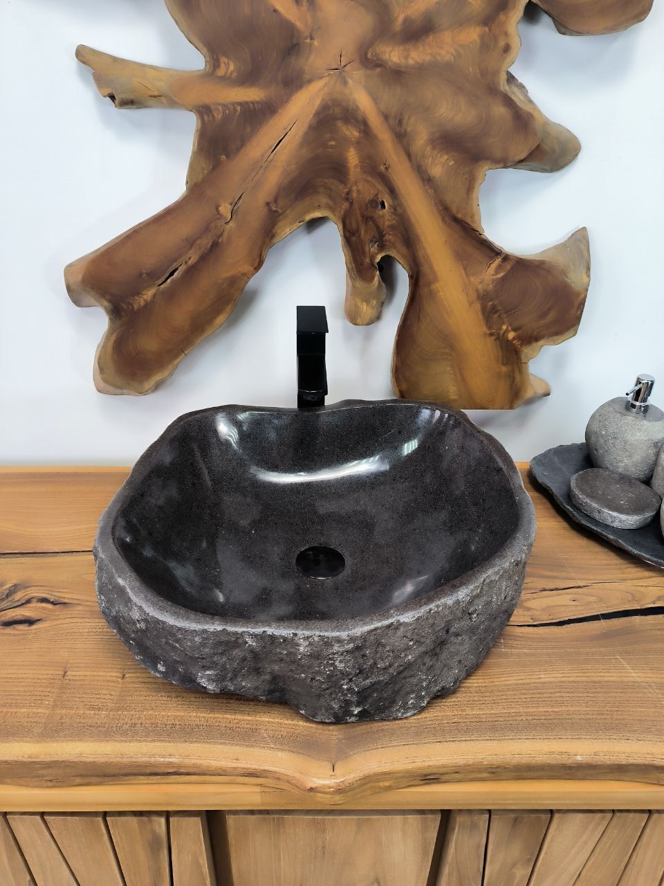 Раковина из речного камня RS-66386 51х46х15 из натурального камня