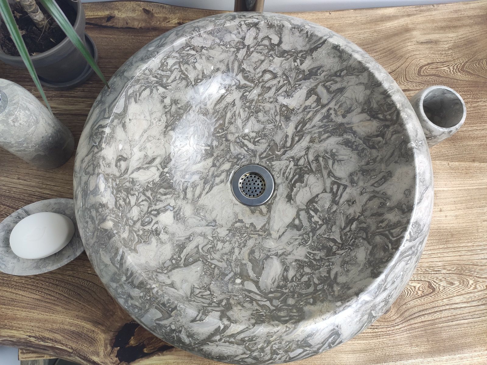 Раковина из мрамора Donut Doreng Grey DM-60181 45*45*15 из натурального камня