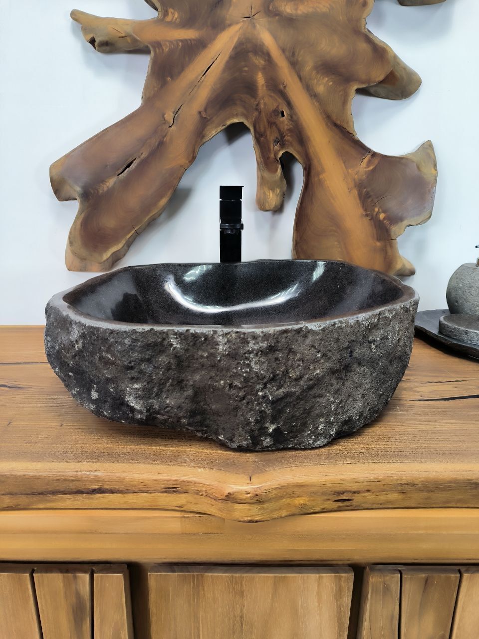 Раковина из речного камня RS-66386 51х46х15 из натурального камня