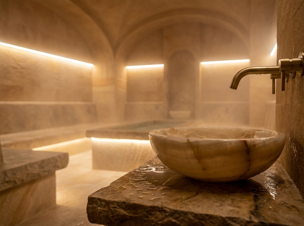 Каменные раковины для хаммамов и банных интерьеров