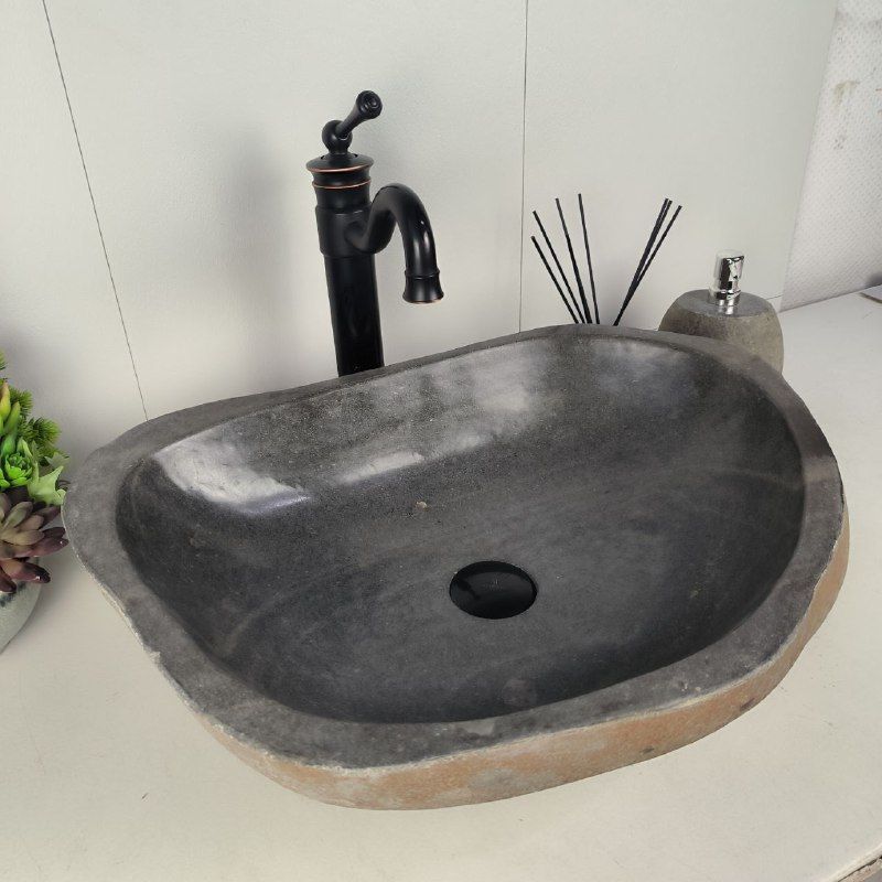 Раковина из речного камня RS-62076 (60*42*15) из натурального камня