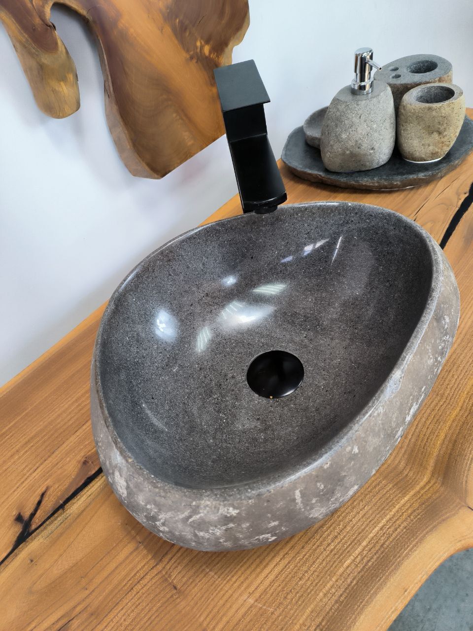 Раковина из речного камня RS-66297 39х31х15 из натурального камня