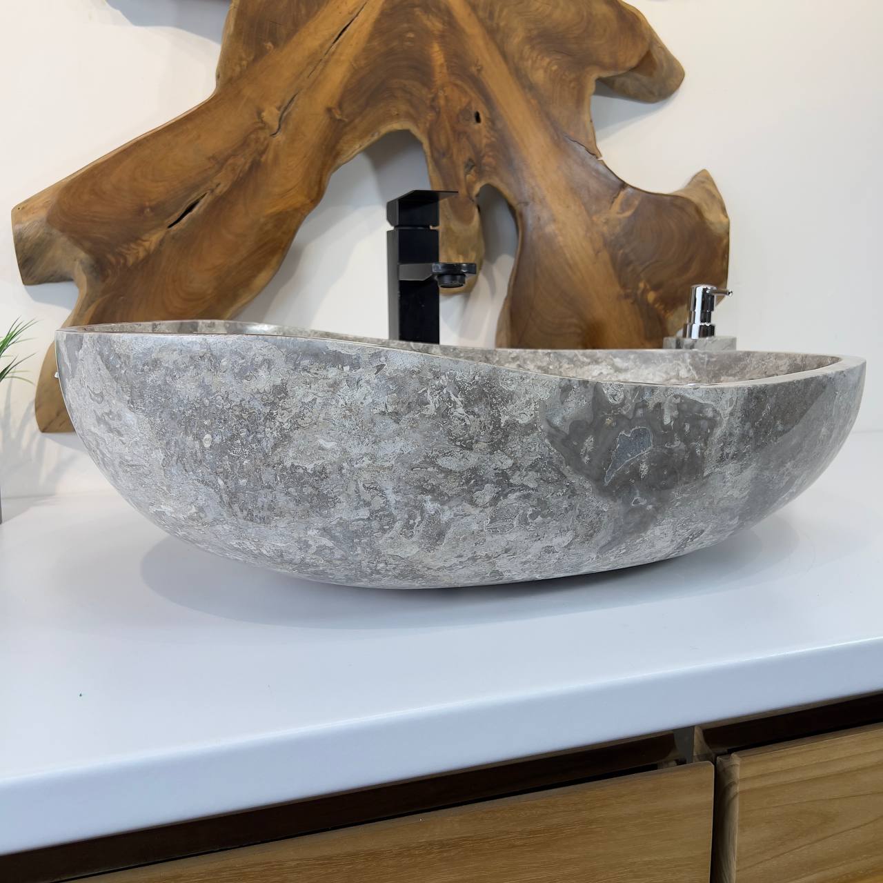 Раковина из мрамора Oval Grey OM-66802 60*40*18 из натурального камня