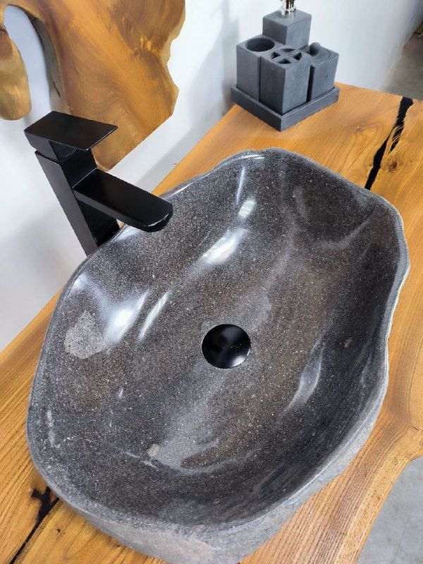 Раковина из речного камня RS-66685 52х37х15 из натурального камня