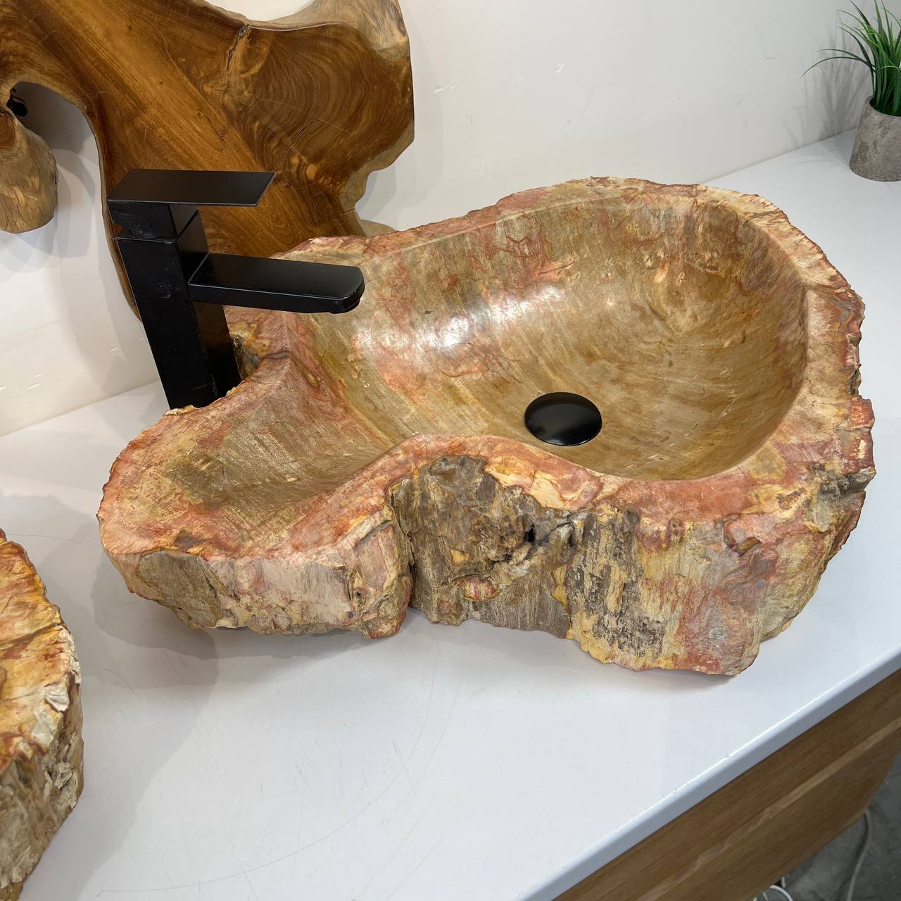Раковина из окаменелого дерева ПАРА! OD-66876 62*45*16 из натурального камня