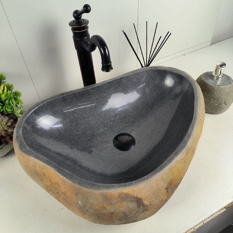 Раковина из речного камня RS-62080 (57*42*15) из натурального камня