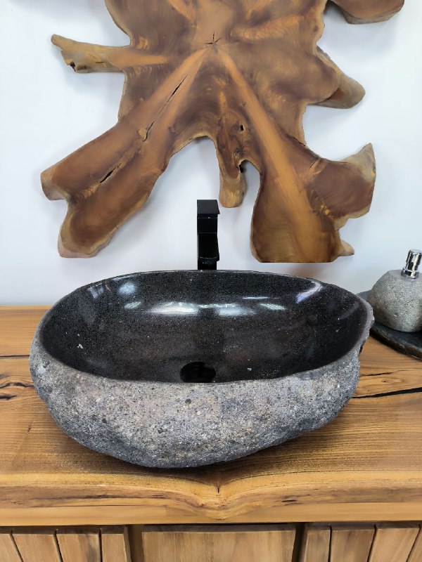 Раковина из речного камня RS-66292 58х42х15 из натурального камня