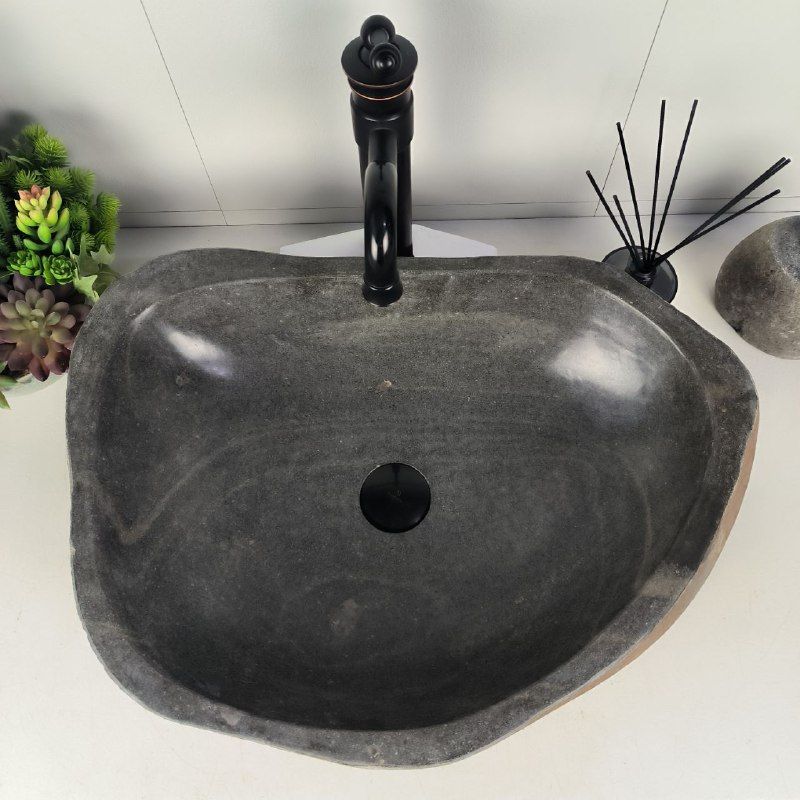 Раковина из речного камня RS-62076 (60*42*15) из натурального камня