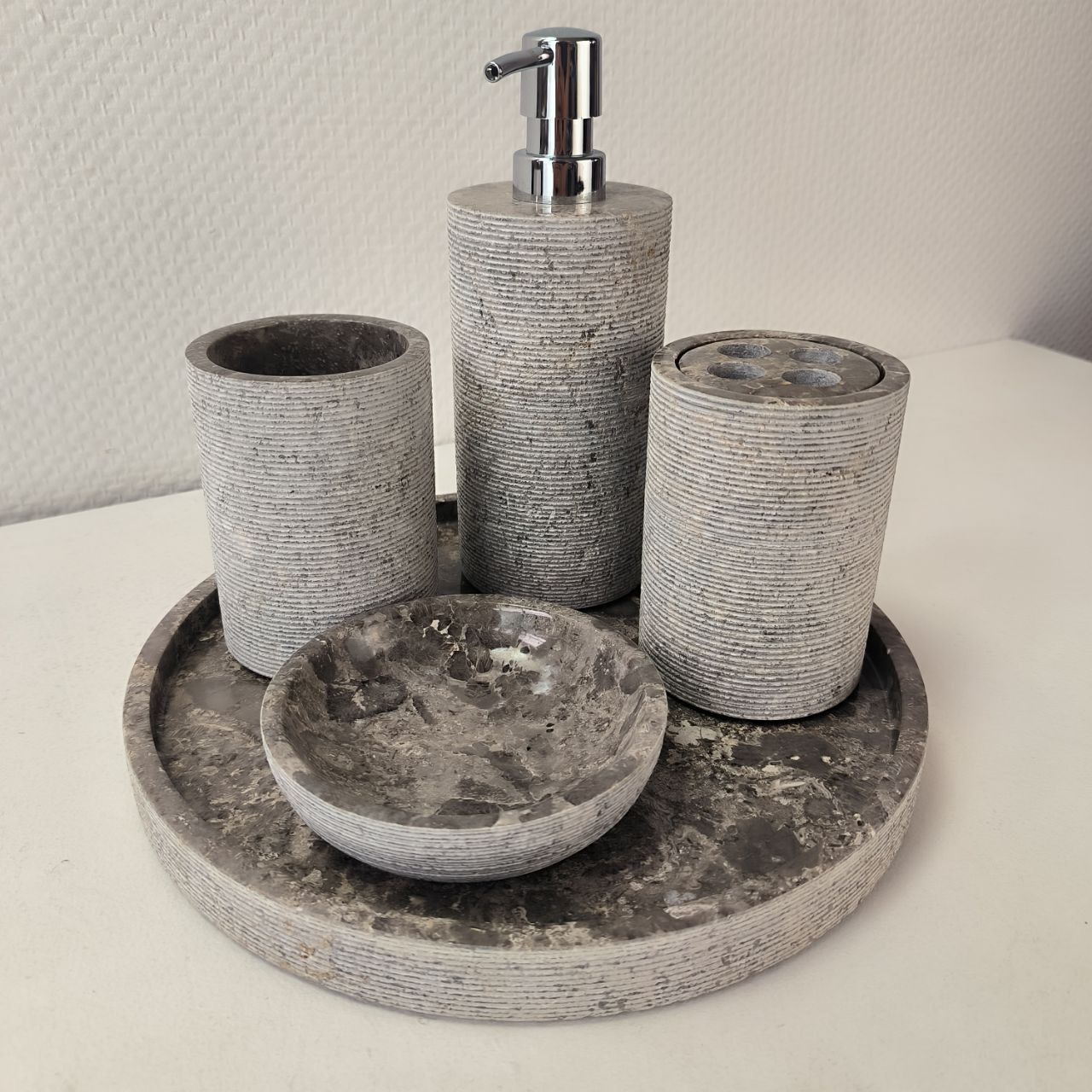 Набор из мрамора 6 предм LATHE Set Grey OM-63753 круг 92