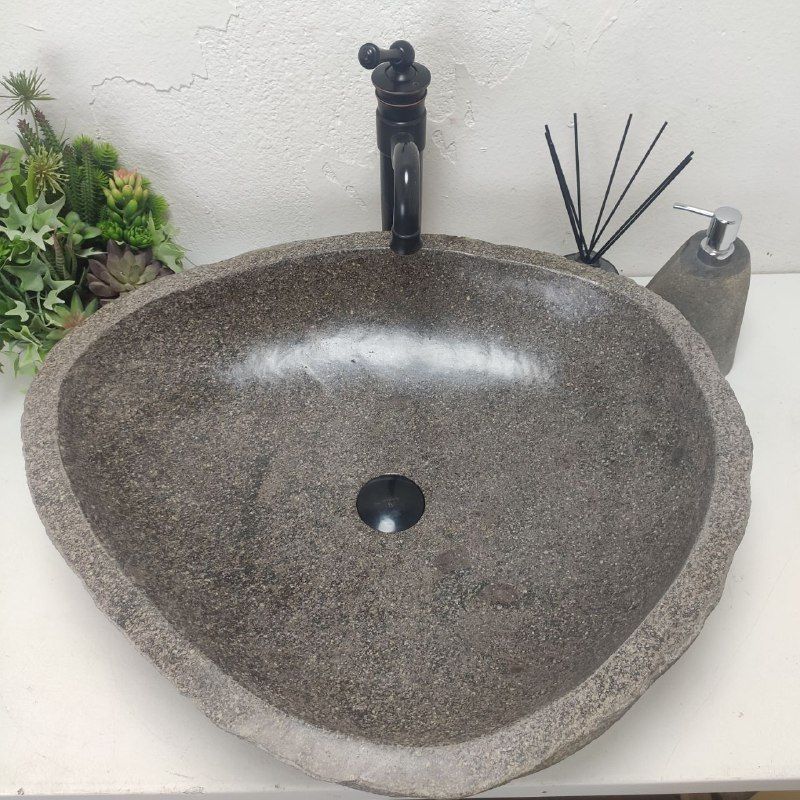 Раковина из речного камня RS-61728 (63*56*15) из натурального камня