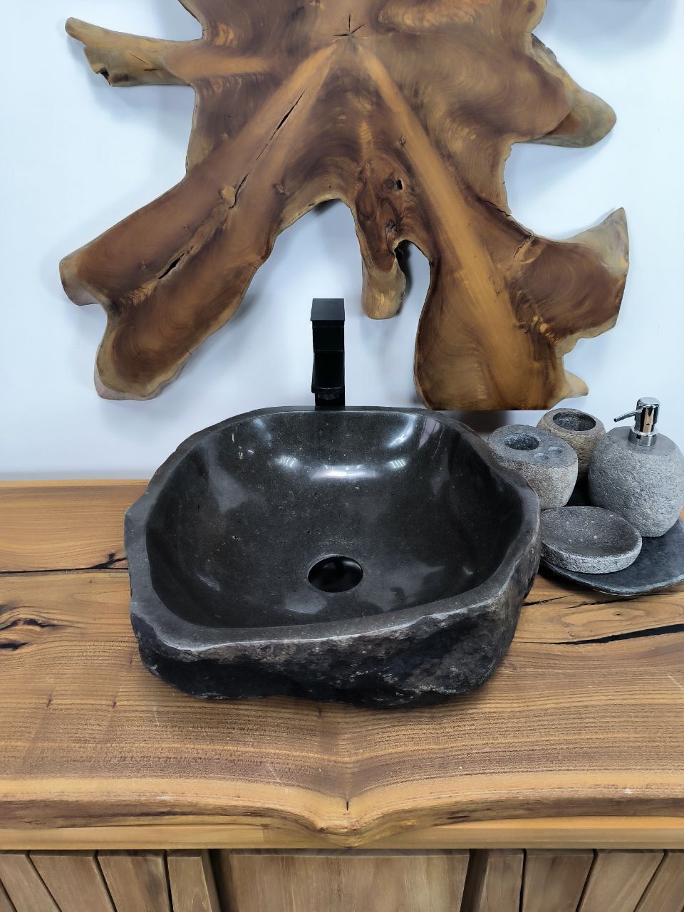 Раковина из речного камня RS-66334 44х44х15 из натурального камня