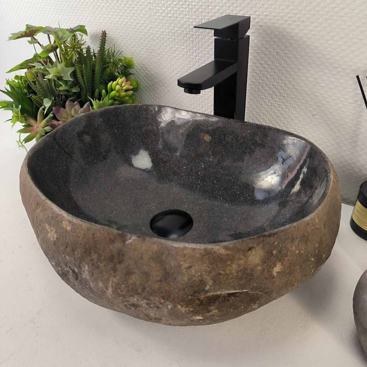 Раковина из речного камня RS-65449 45*34*15 из натурального камня