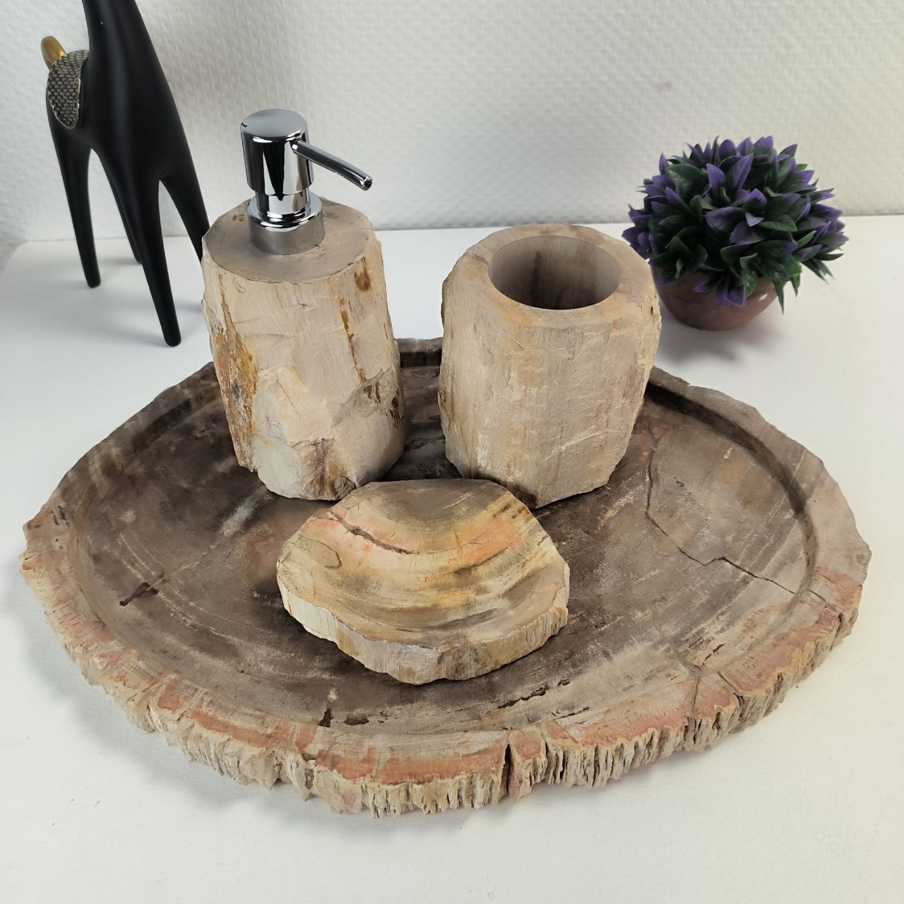 Набор из окаменелого дерева 4 предм Fossil Set NF-63065 поднос 30см*42см