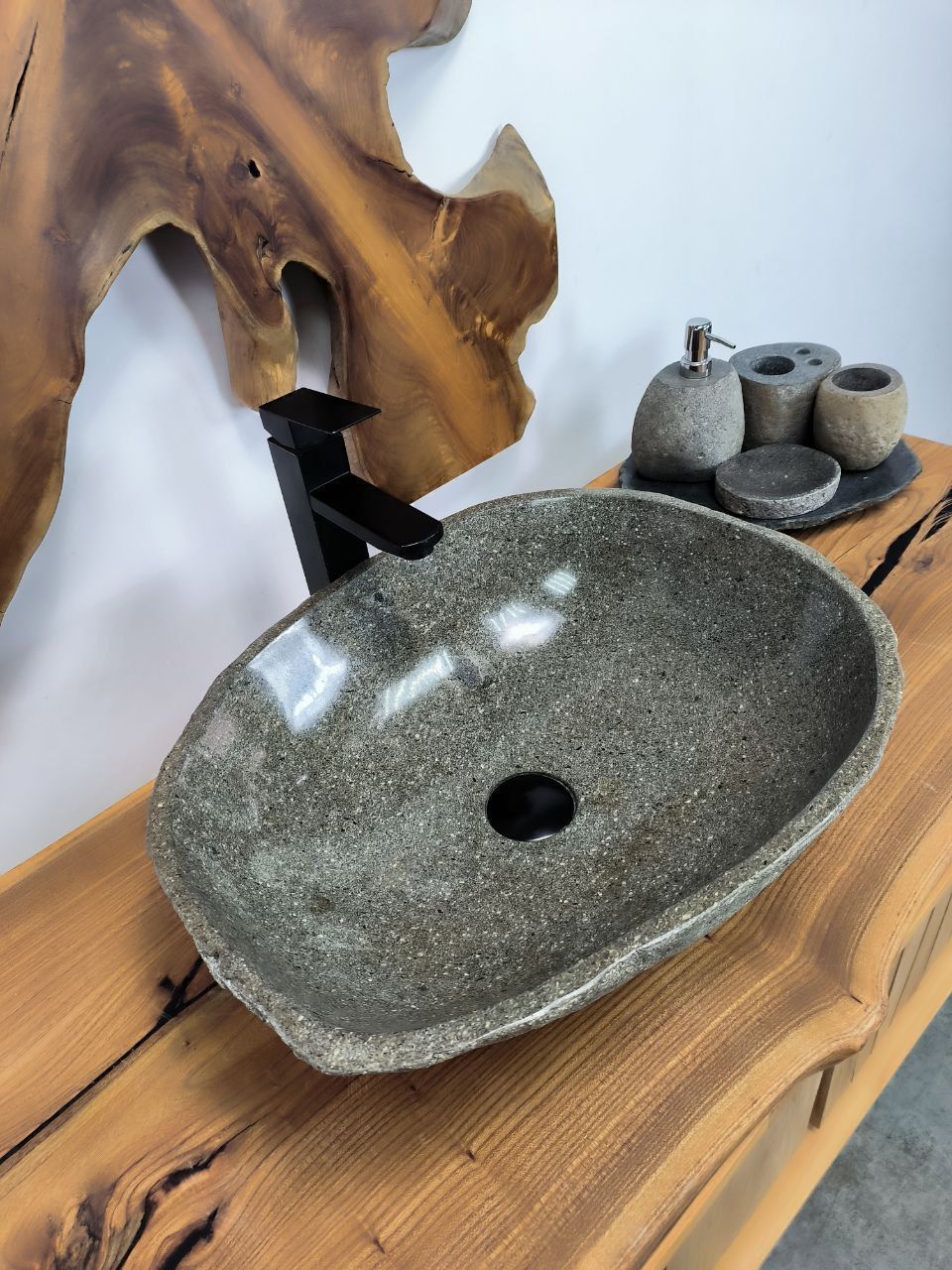 Раковина из речного камня RS-66423 51х42х16 из натурального камня