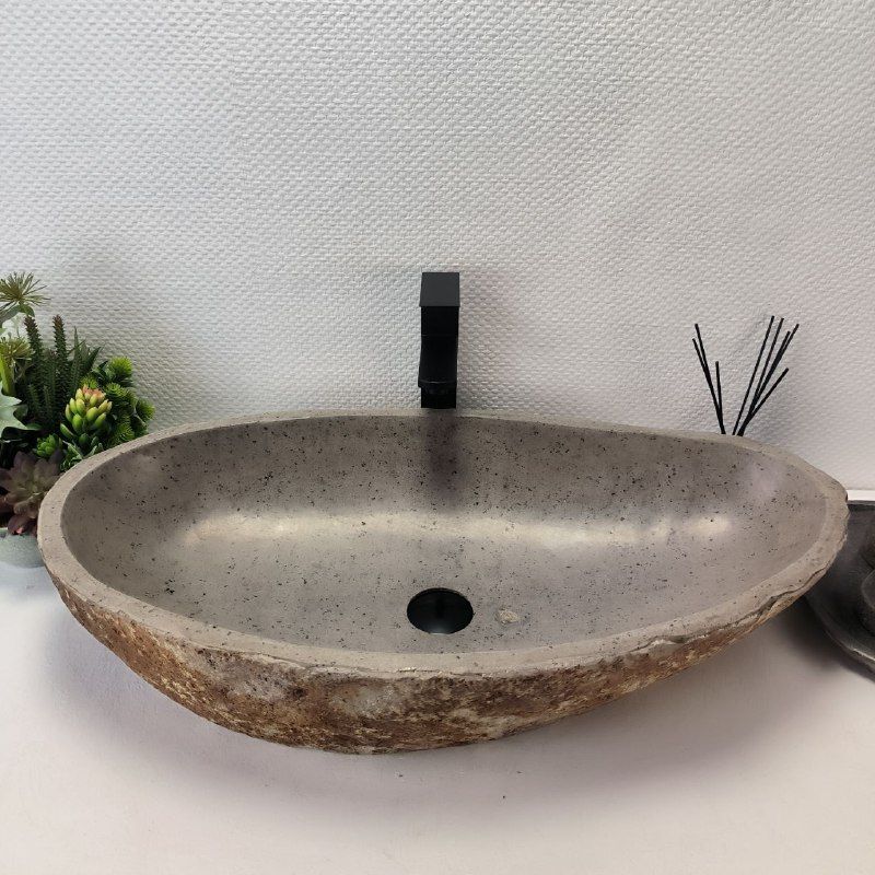 Раковина из речного камня RS-63631 (77*40*15) из натурального камня