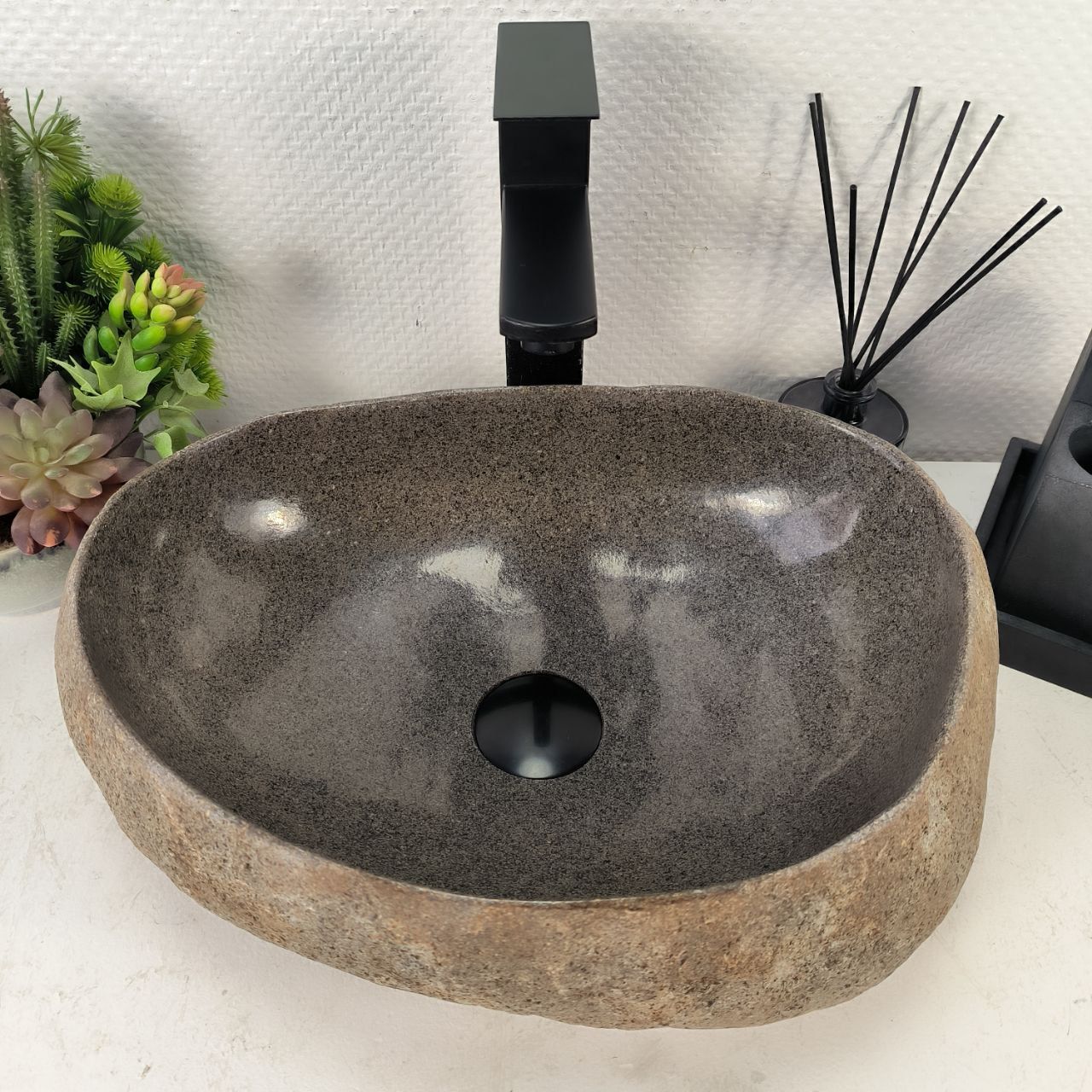 Раковина из речного камня RS-65066 43*32*14 из натурального камня
