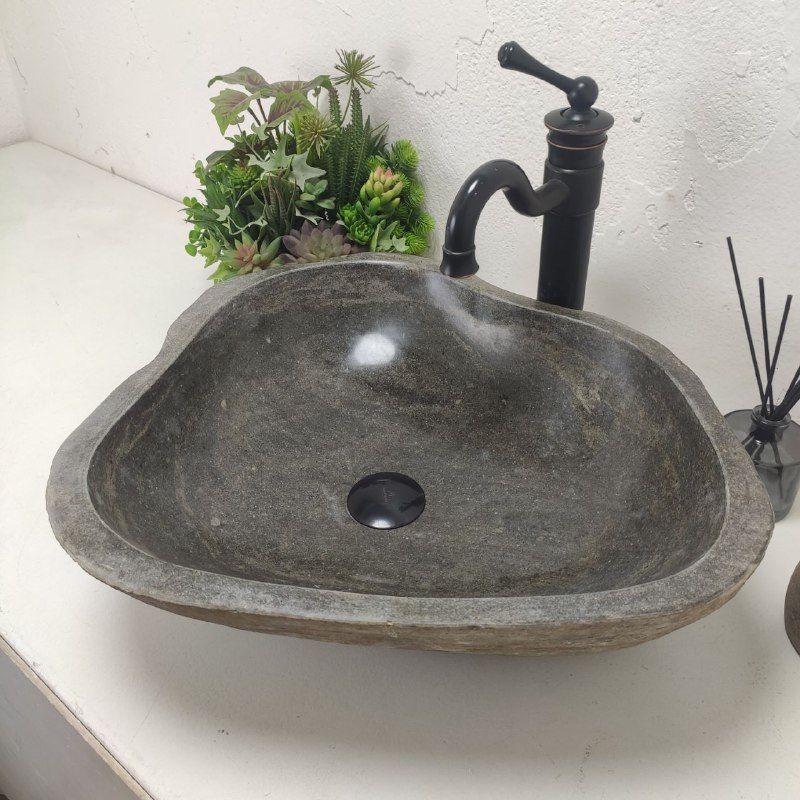 Раковина из речного камня RS-61954 (54*46*15) из натурального камня