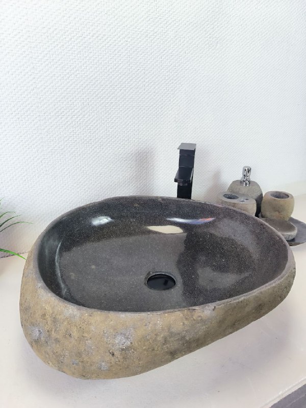 Раковина из речного камня RS-66190 59х52х15 из натурального камня